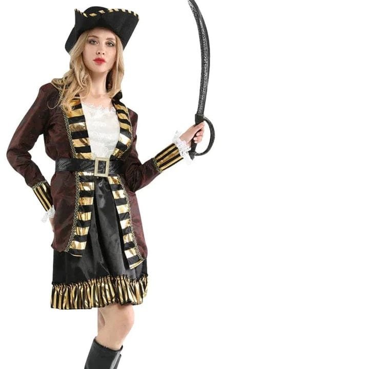 Déguisement pirate femme rayures rouges – Image 12