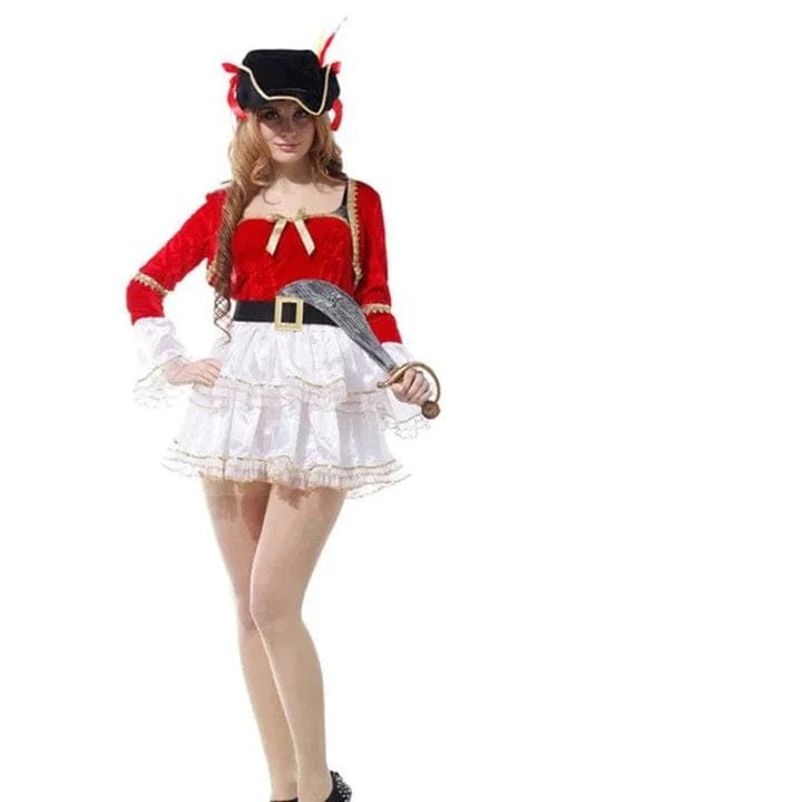 Déguisement pirate femme rayures rouges – Image 11