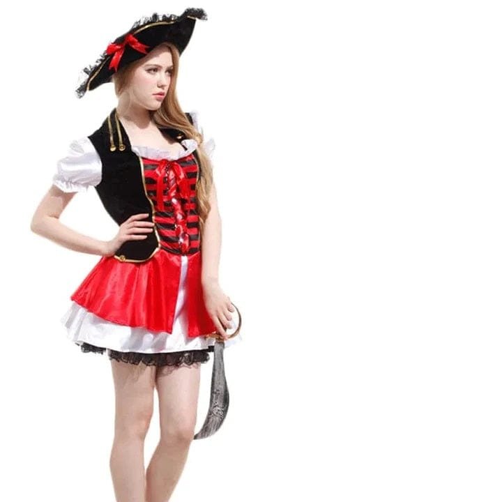 Déguisement pirate femme rayures rouges – Image 9