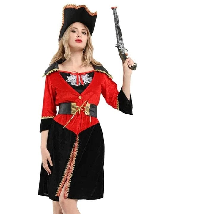 Déguisement pirate femme rayures rouges – Image 6